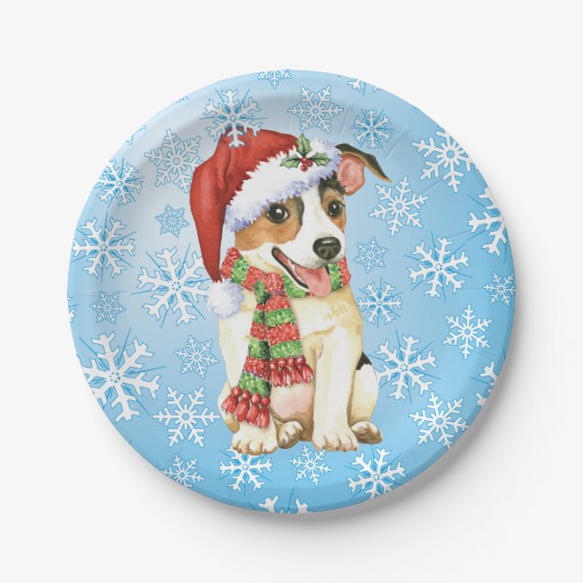 Plato De Papel Navidades Jack Russell Terrier Placas de papel (Anverso)