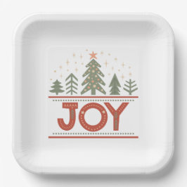 Plato De Papel Navidades Joy Holiday