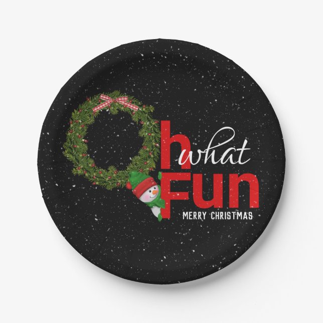 Plato De Papel Navidades juraron con muñeco de nieve (Anverso)