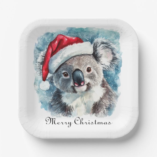 Plato De Papel Navidades Koala, personalizable (Anverso)