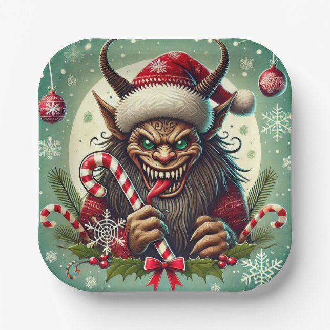 Plato De Papel Navidades Krampus (Anverso)