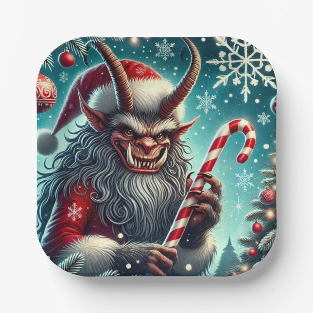 Plato De Papel Navidades Krampus (Anverso)