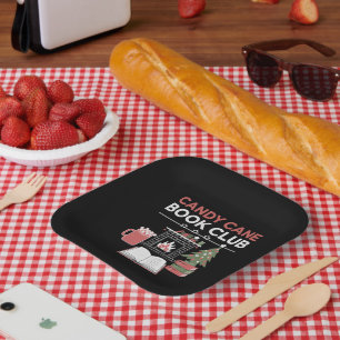 Plato De Papel Navidades libreros Candy Cane Book Club Bookish