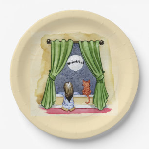 Plato De Papel Navidades llegan a acuarela niños y gatos gatitos