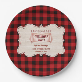 Plato De Papel Navidades Lumberjack Fiesta Red Buffalo Wood