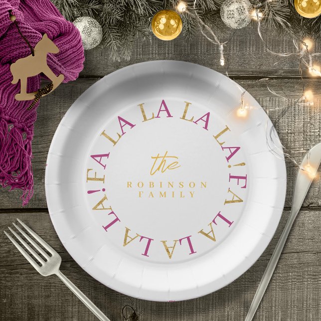Plato De Papel Navidades Magenta Gold Fa La ID1009 (Subido por el creador)