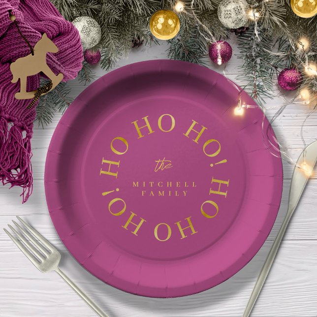 Plato De Papel Navidades Magenta Gold Ho Ho ID1009 (Subido por el creador)