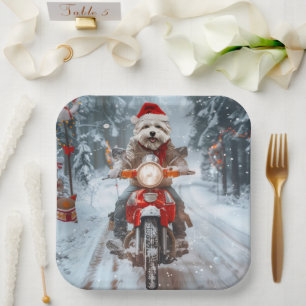 Plato De Papel Navidades malteses de ciclismo de perros