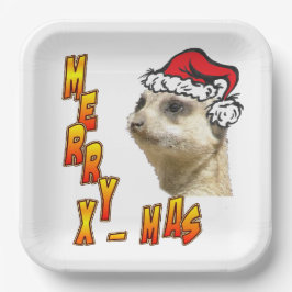 Plato De Papel Navidades Meerkat Merry Xmas Square Paper Plate