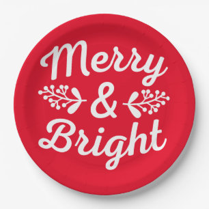 Plato De Papel Navidades Merry y Bright