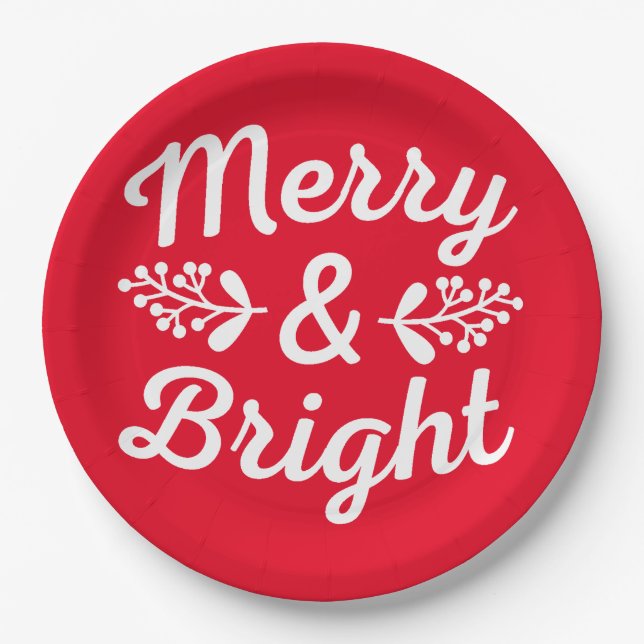 Plato De Papel Navidades Merry y Bright (Anverso)