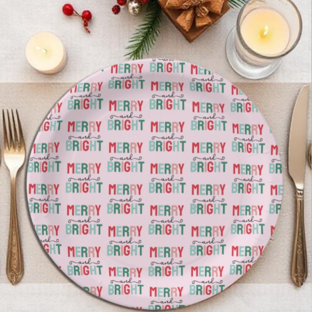 Plato De Papel Navidades merry y brillantes (Subido por el creador)