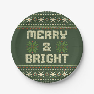 Plato De Papel Navidades merry y brillantes sudan el tejido nórdi