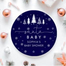 Plato De Papel Navidades minimalistas Santa Baby Shower
