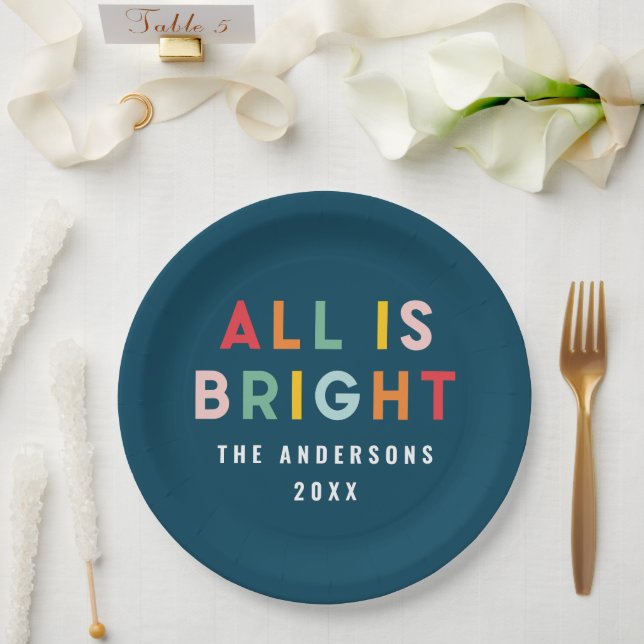 Plato De Papel Navidades modernos azul marino brillante decoració (Boda)