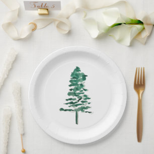 Plato De Papel Navidades modernos de la pina acuarela