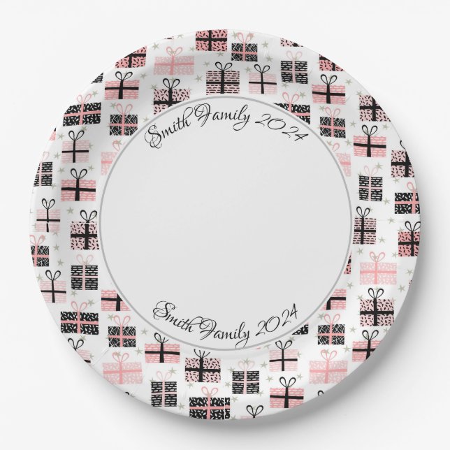 Plato De Papel Navidades modernos personalizados (Anverso)