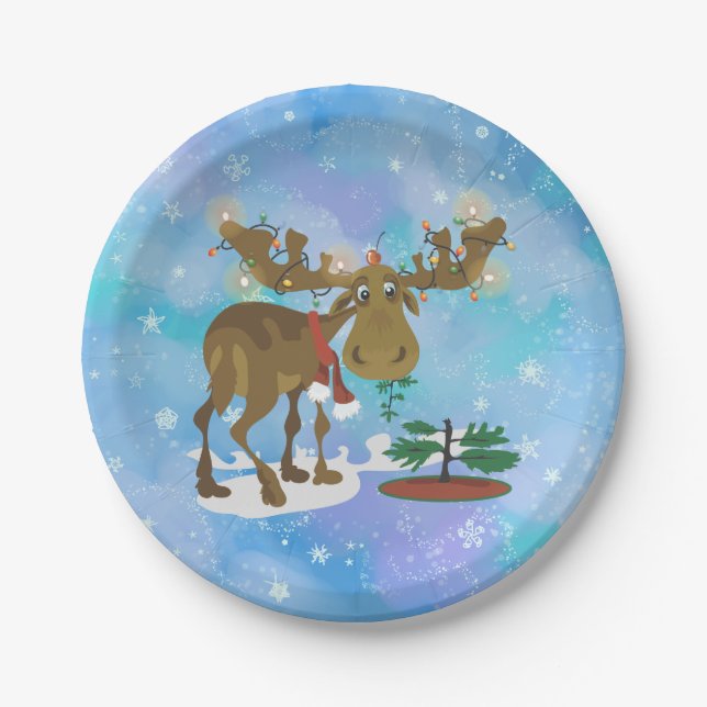 Plato De Papel Navidades Moose (Anverso)