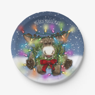 Plato De Papel Navidades Moose 7" Coctail Plates