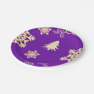 Plato De Papel Navidades morados