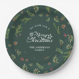 Plato De Papel Navidades naturales mínimo y elegante papel botáni