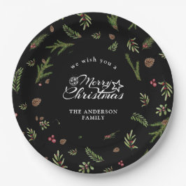 Plato De Papel Navidades naturales mínimo y elegante papel botáni