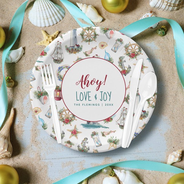 Plato De Papel Navidades náuticos Fiesta de playa personalizado A (Subido por el creador)