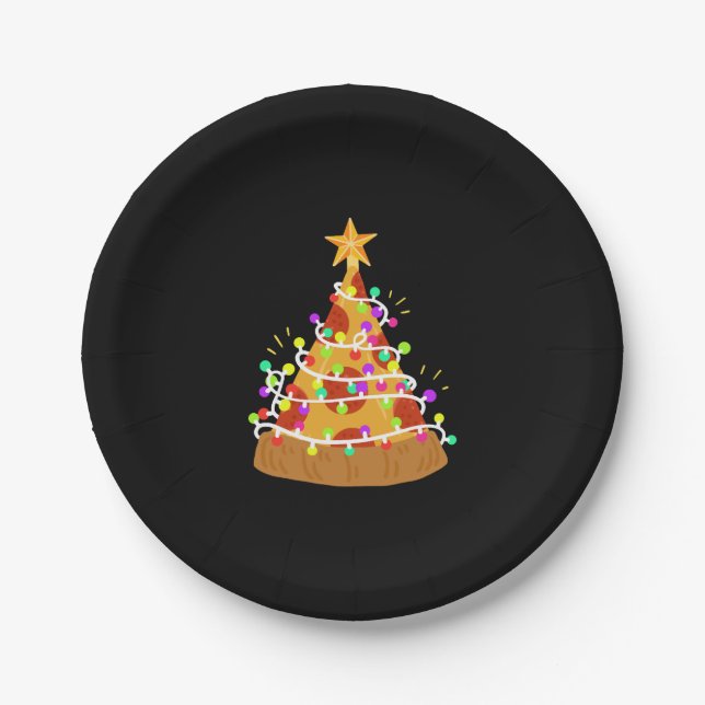 Plato De Papel Navidades Navidades Pizza Luces (Anverso)