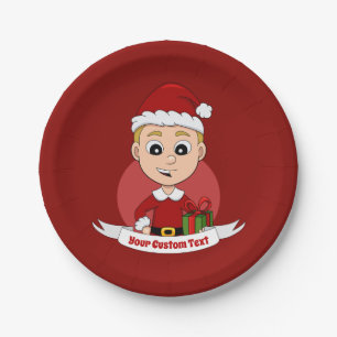 Plato De Papel Navidades niño personalizado placas de papel