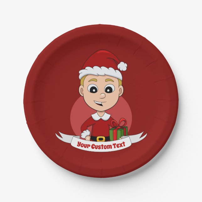 Plato De Papel Navidades niño personalizado placas de papel (Anverso)