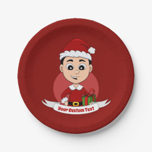 Plato De Papel Navidades niño personalizado placas de papel