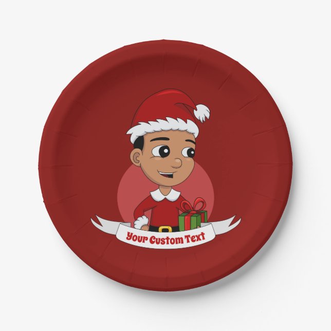 Plato De Papel Navidades niño personalizado placas de papel (Anverso)