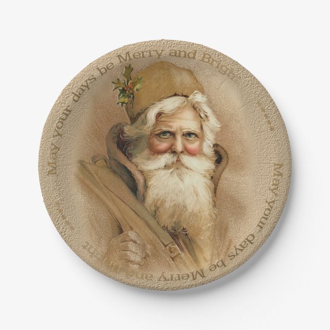 Plato De Papel Navidades Old World Santa 2 - Porcela Paper Plates (Anverso)