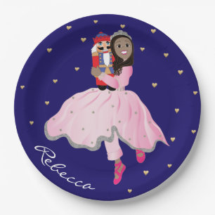 Plato De Papel Navidades Oscuro Haired Ballerina Clara Placa de p