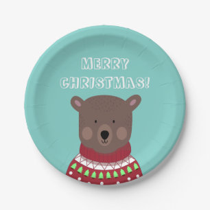 Plato De Papel Navidades Oso