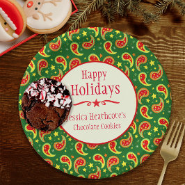 Plato De Papel Navidades paisley nombre placa de papel de interca
