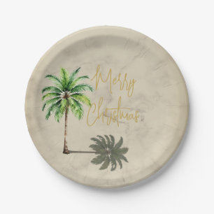 Plato De Papel Navidades Palm Elegant Gold Merry