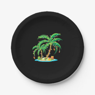 Plato De Papel Navidades Palm Tree Tropical Xmas Gift Coconut