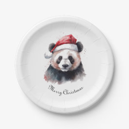 Plato De Papel Navidades Panda, personalizable