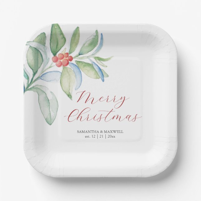 Plato De Papel Navidades Papel Plantea una vegetación festiva sim (Anverso)