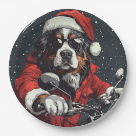 Plato De Papel Navidades Perro de montaña Bernese