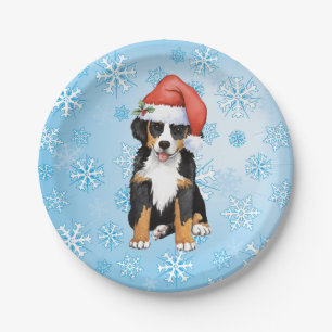Plato De Papel Navidades Perro de montaña Bernese