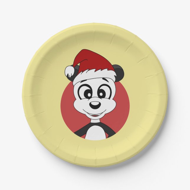 Plato De Papel Navidades personalizado con placa de papel de oso  (Anverso)