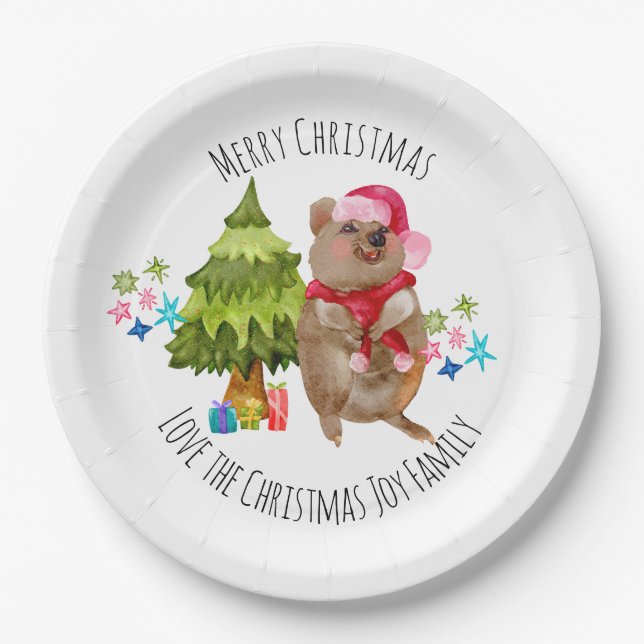 Plato De Papel Navidades personalizado Cute Quokka (Anverso)