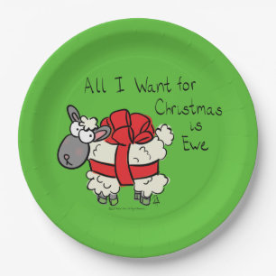 Plato De Papel Navidades Personalizado de ovejas