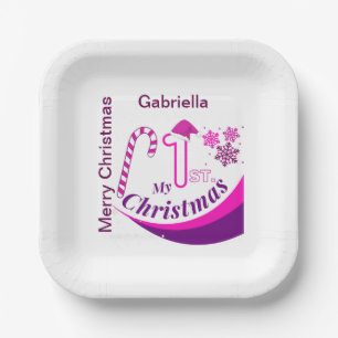 Plato De Papel Navidades personalizados beben "Mis primeros Navid
