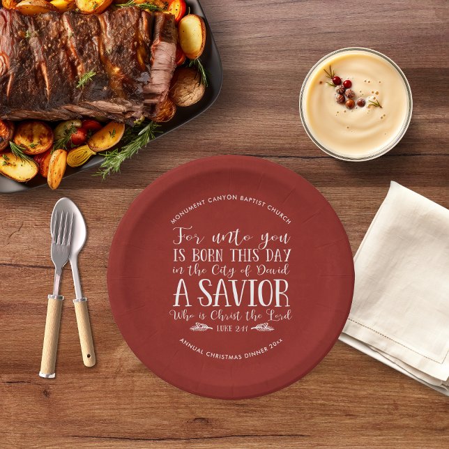 Plato De Papel Navidades personalizados Biblia contra tipografía (Personalized Christmas Bible Verse Typography Paper Plates)