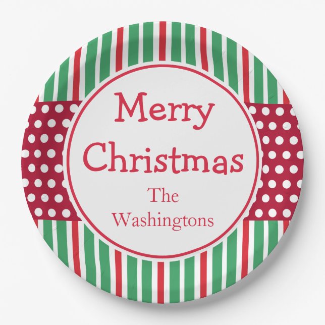 Plato De Papel Navidades personalizados Cena Fiesta Placas de pap (Anverso)