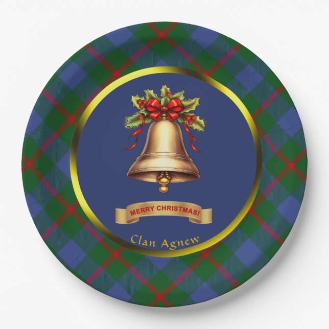 Plato De Papel Navidades personalizados de Agnew Tartan (Anverso)