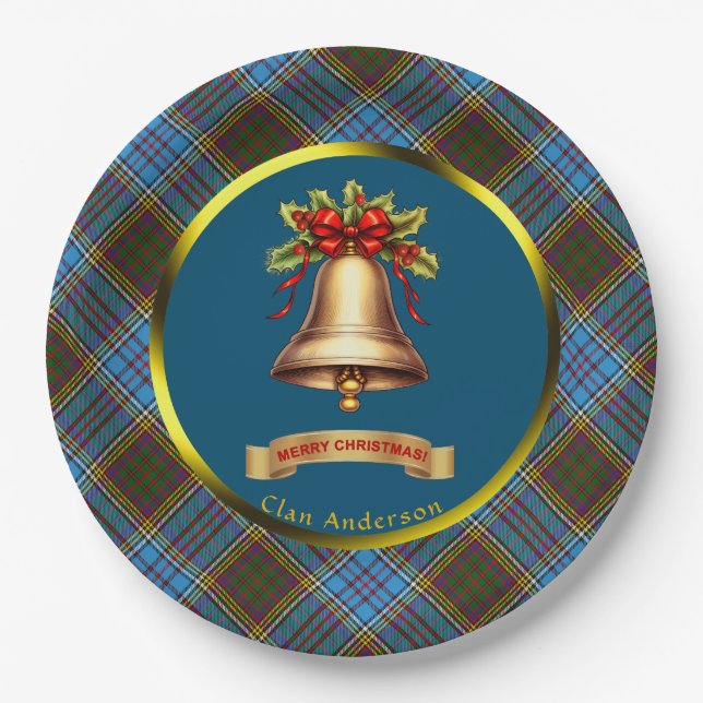 Plato De Papel Navidades personalizados de Anderson Tartan (Anverso)
